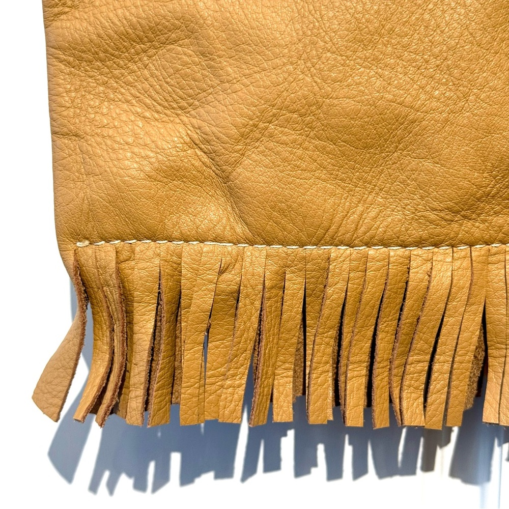 Rocking Bar L Texas Leather Works Brown & Tan Leather Fringe Shoulder Bag - Picture 5 of 13